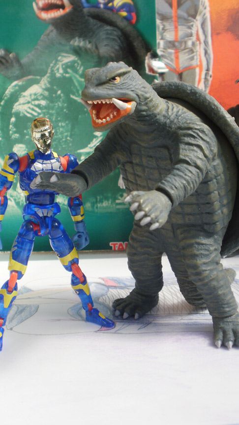 Takara Tomy - 着ぐるミクロマンシリーズ ゴジラモノクロ版、ガメラ2点